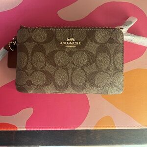 Coach double zipper wristlet